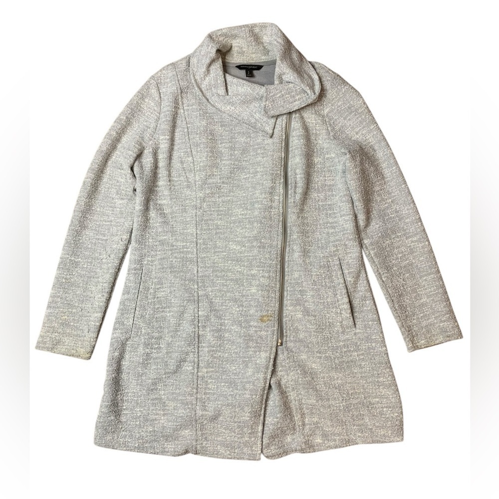 Banana Republic Grey Textured Asymmetrical Zip Coat Jacket Small - AS IS